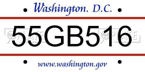 55GB516 District Of Columbia License Plate