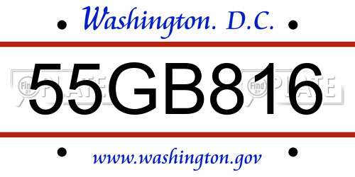 55GB816 District Of Columbia License Plate