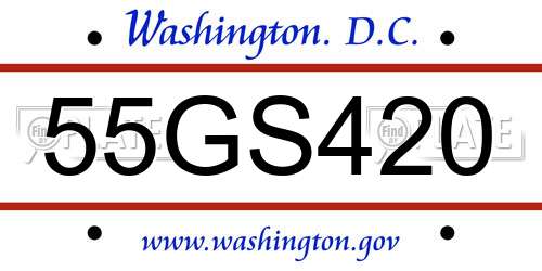 55GS420 District Of Columbia License Plate