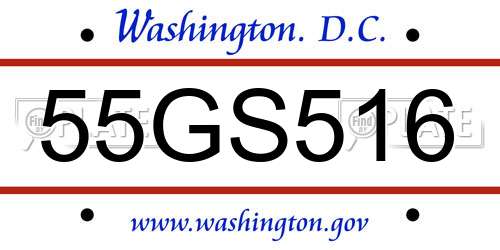 55GS516 District Of Columbia License Plate