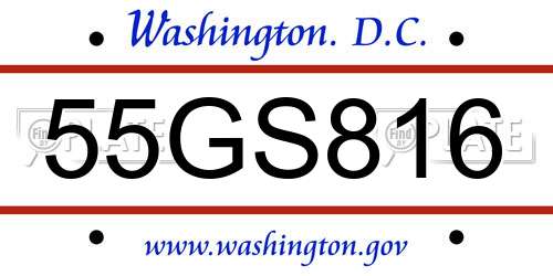 55GS816 District Of Columbia License Plate