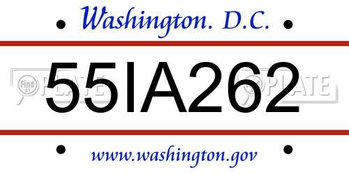 55IA262 District Of Columbia License Plate