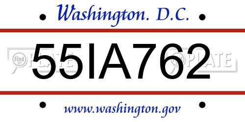 55IA762 District Of Columbia License Plate