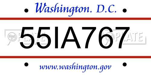 55IA767 District Of Columbia License Plate