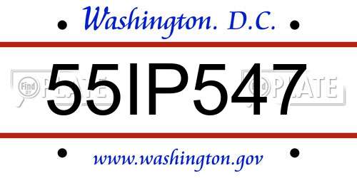 55IP547 District Of Columbia License Plate