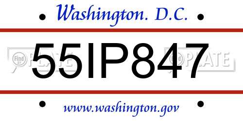 55IP847 District Of Columbia License Plate