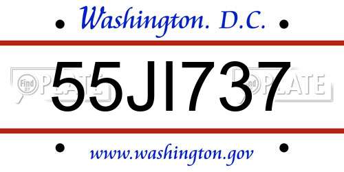 55JI737 District Of Columbia License Plate