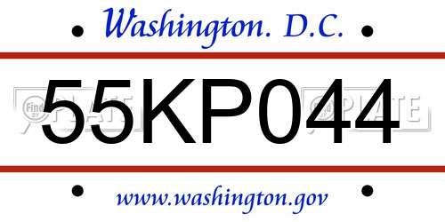 55KP044 District Of Columbia License Plate