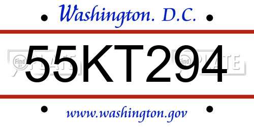 55KT294 District Of Columbia License Plate