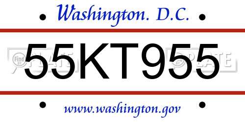 55KT955 District Of Columbia License Plate