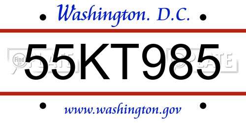 55KT985 District Of Columbia License Plate