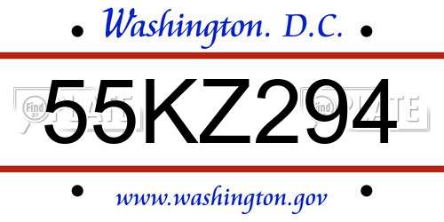 55KZ294 District Of Columbia License Plate