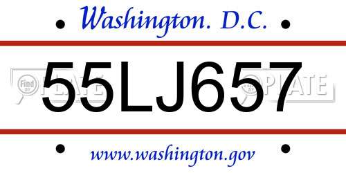 55LJ657 District Of Columbia License Plate