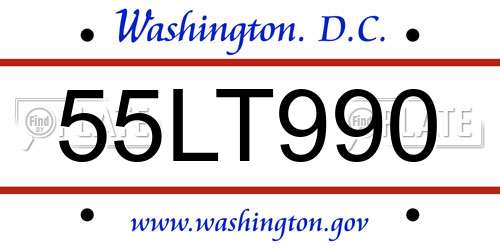 55LT990 District Of Columbia License Plate