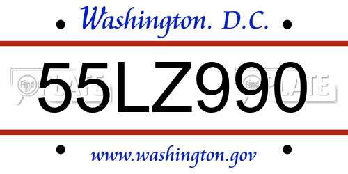 55LZ990 District Of Columbia License Plate