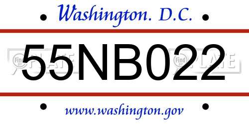 55NB022 District Of Columbia License Plate