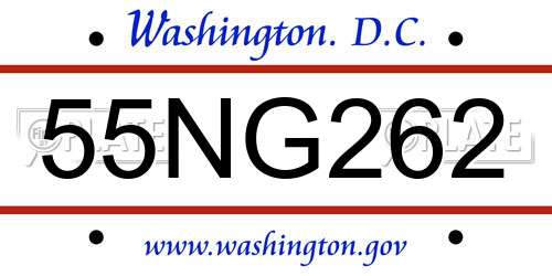 55NG262 District Of Columbia License Plate