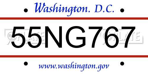 55NG767 District Of Columbia License Plate