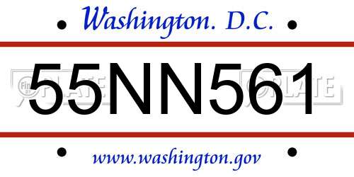 55NN561 District Of Columbia License Plate