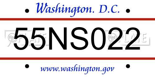 55NS022 District Of Columbia License Plate