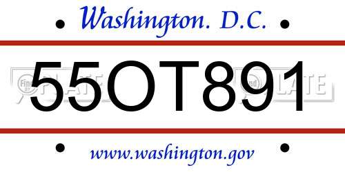 55OT891 District Of Columbia License Plate