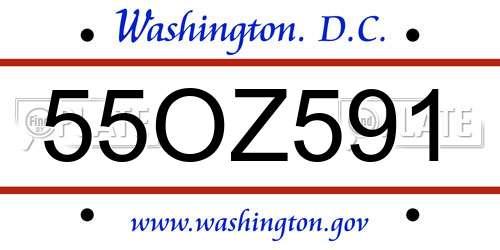 55OZ591 District Of Columbia License Plate