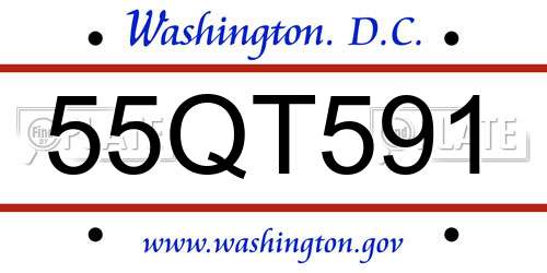 55QT591 District Of Columbia License Plate