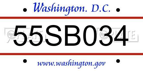 55SB034 District Of Columbia License Plate