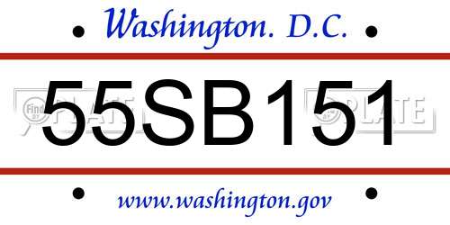 55SB151 District Of Columbia License Plate