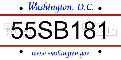 55SB181 District Of Columbia License Plate