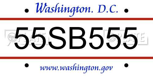 55SB555 District Of Columbia License Plate