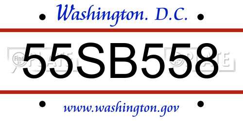 55SB558 District Of Columbia License Plate