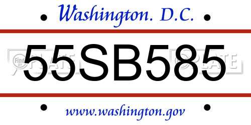 55SB585 District Of Columbia License Plate