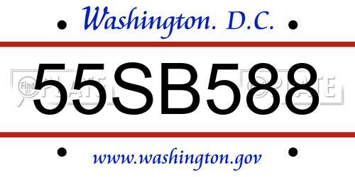 55SB588 District Of Columbia License Plate