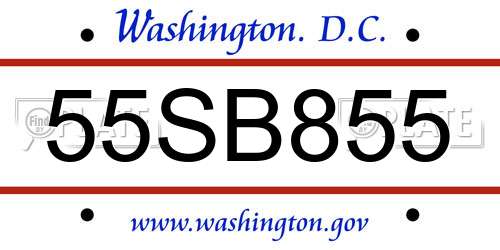 55SB855 District Of Columbia License Plate