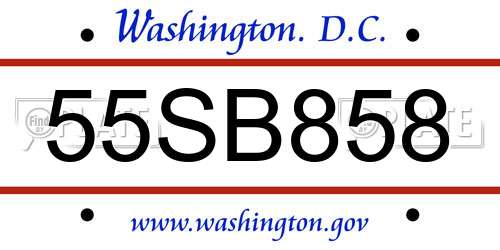 55SB858 District Of Columbia License Plate