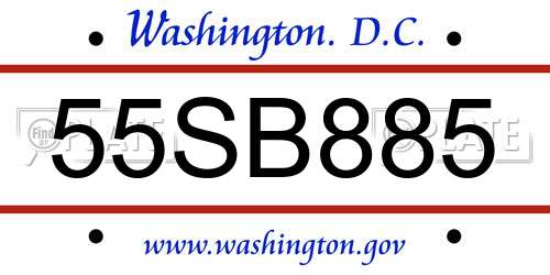 55SB885 District Of Columbia License Plate