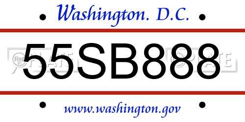 55SB888 District Of Columbia License Plate