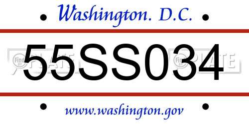 55SS034 District Of Columbia License Plate