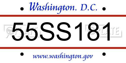 55SS181 District Of Columbia License Plate