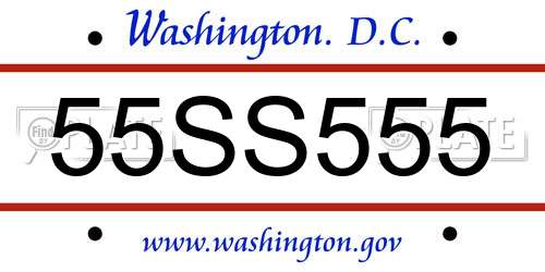 55SS555 District Of Columbia License Plate