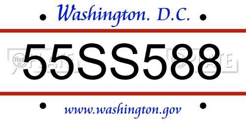 55SS588 District Of Columbia License Plate