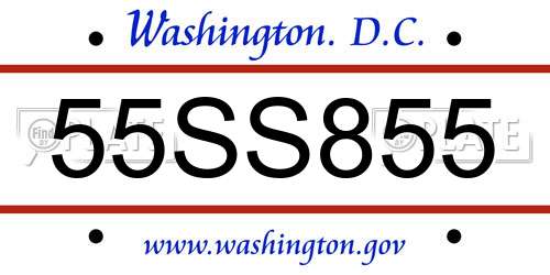 55SS855 District Of Columbia License Plate