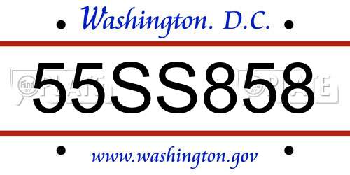 55SS858 District Of Columbia License Plate
