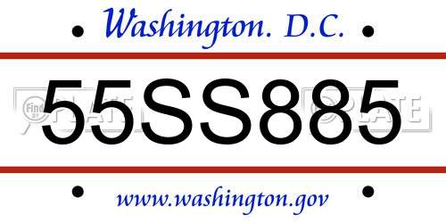 55SS885 District Of Columbia License Plate