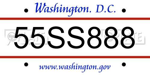 55SS888 District Of Columbia License Plate