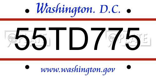 55TD775 District Of Columbia License Plate