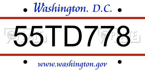 55TD778 District Of Columbia License Plate
