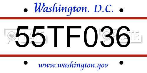 55TF036 District Of Columbia License Plate