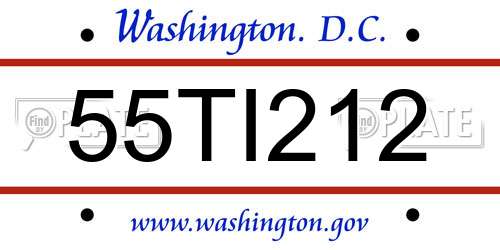 55TI212 District Of Columbia License Plate